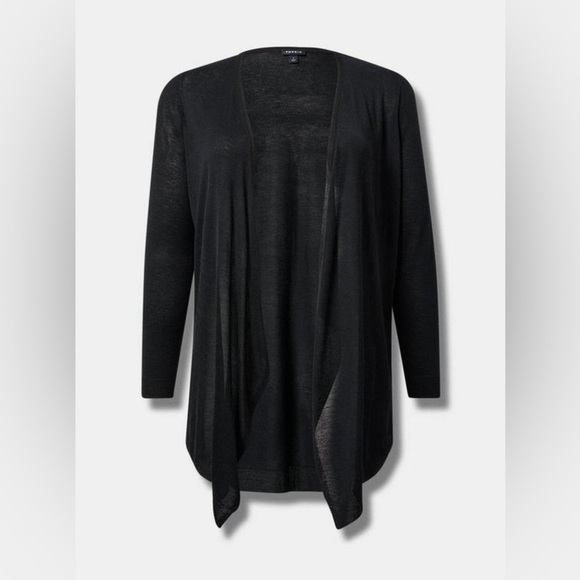 Like New! Torrid Tissue Weight Cardigan, Size 0 (L/12), Black - Picture 2 of 8
